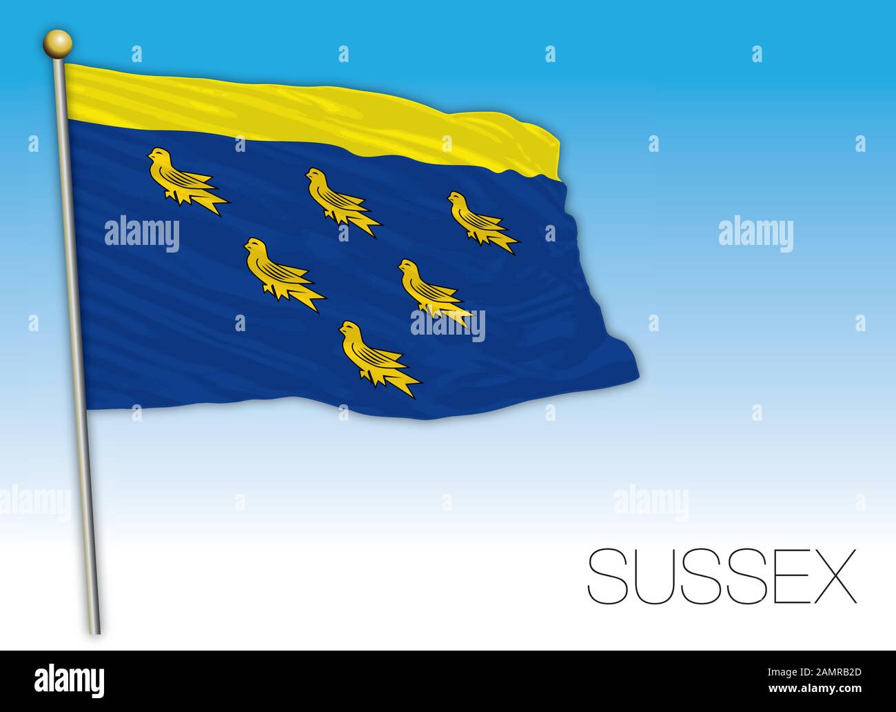 Sussex County - offizielle Flagge, Großbritannien, Vektorgrafiken Stock Vektor