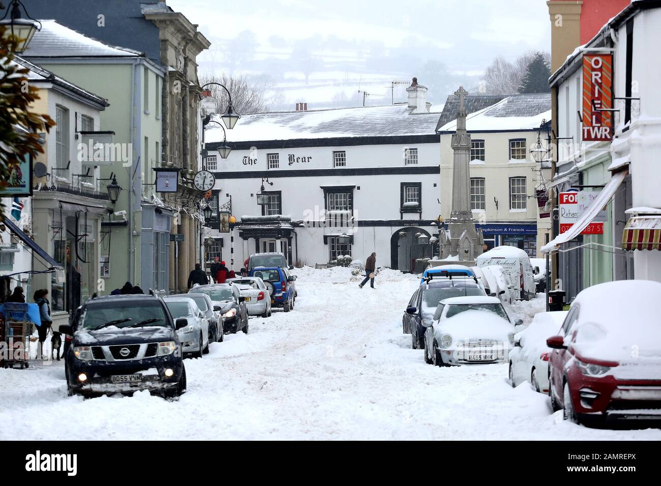 Brede, Wales, Tier aus dem Osten, 2/03/2018 Crickhwell Innenstadt während des zweiten Tages des Tieres aus dem Osten © PRWPhotography Stockfoto