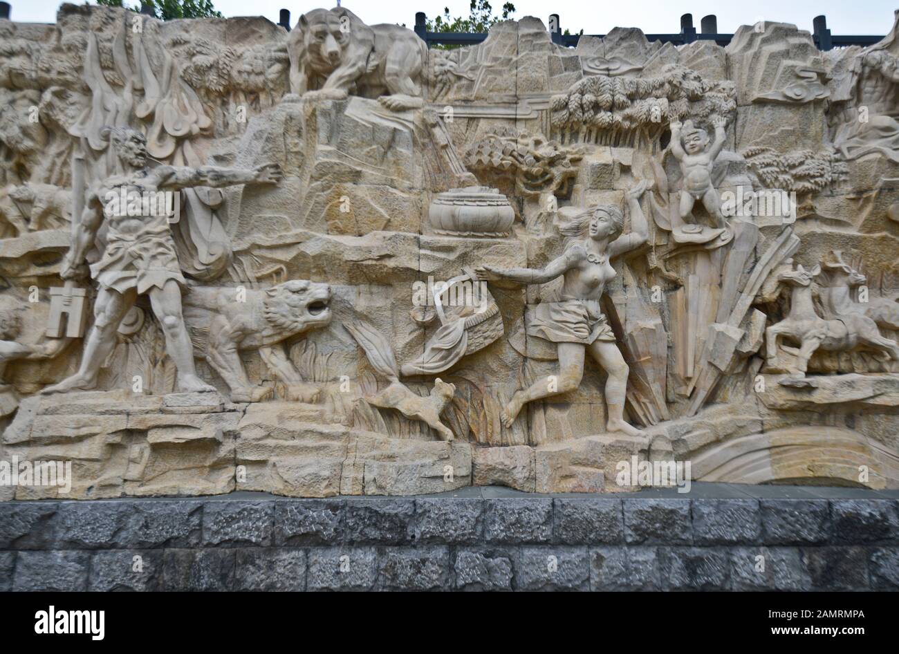 Dayu Myth Park Bassrelieffung. Wuhan, China Stockfoto