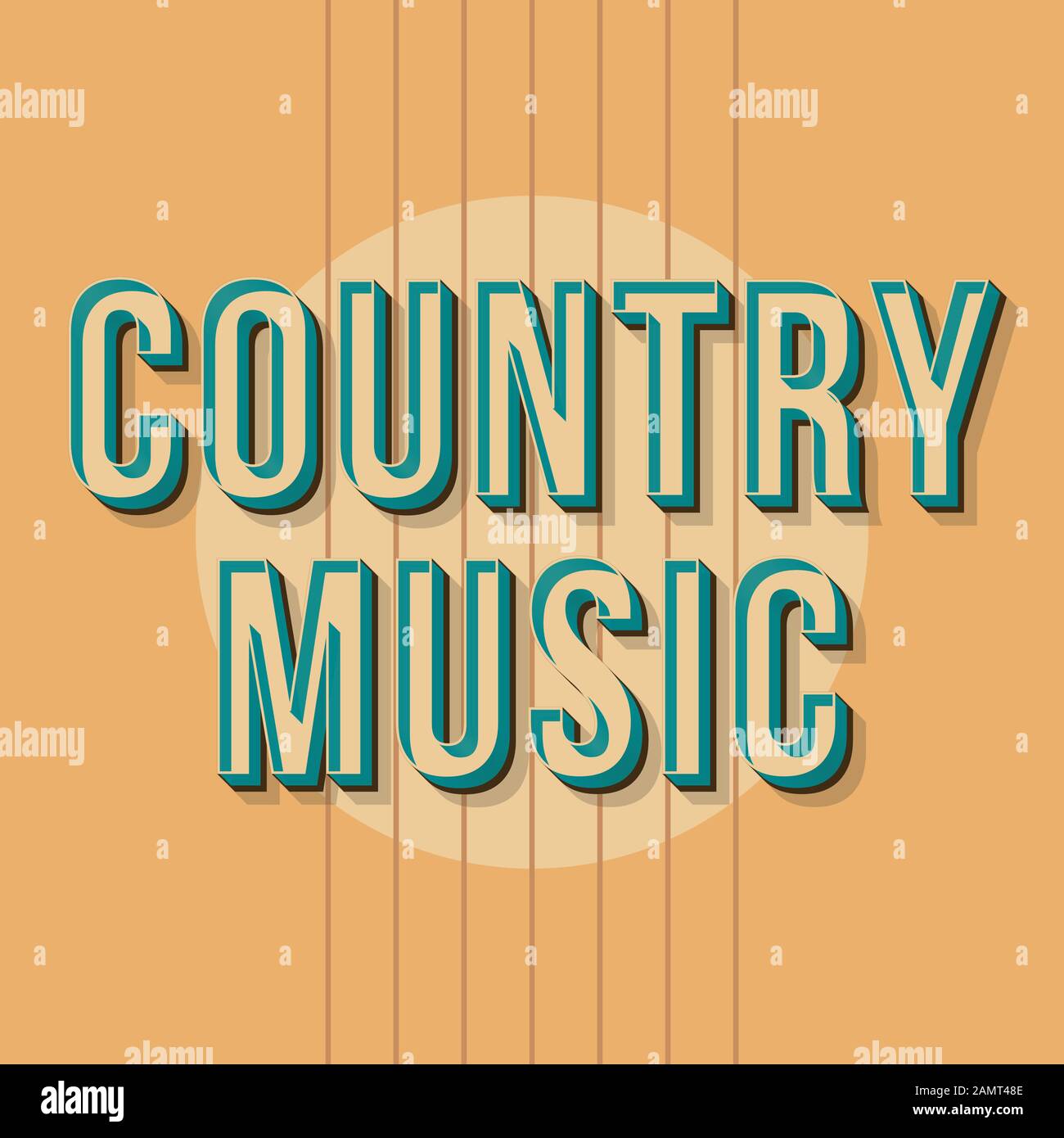 Country Music Vintage 3d Vector Schriftzug. Retro-mutige Schrift, Schriftart. Pop Art stilisierter Text. Buchstaben im alten Schulstil. Poster der 90er, 80er Jahre, Banner, T shir Stock Vektor