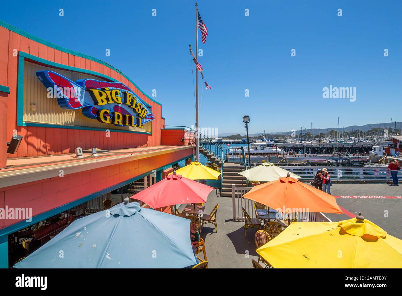 Big Fish Grill am Fisherman's Wharf Pier, Monterey Bay, Halbinsel, Monterey, Kalifornien, Vereinigte Staaten von Amerika, Nordamerika Stockfoto