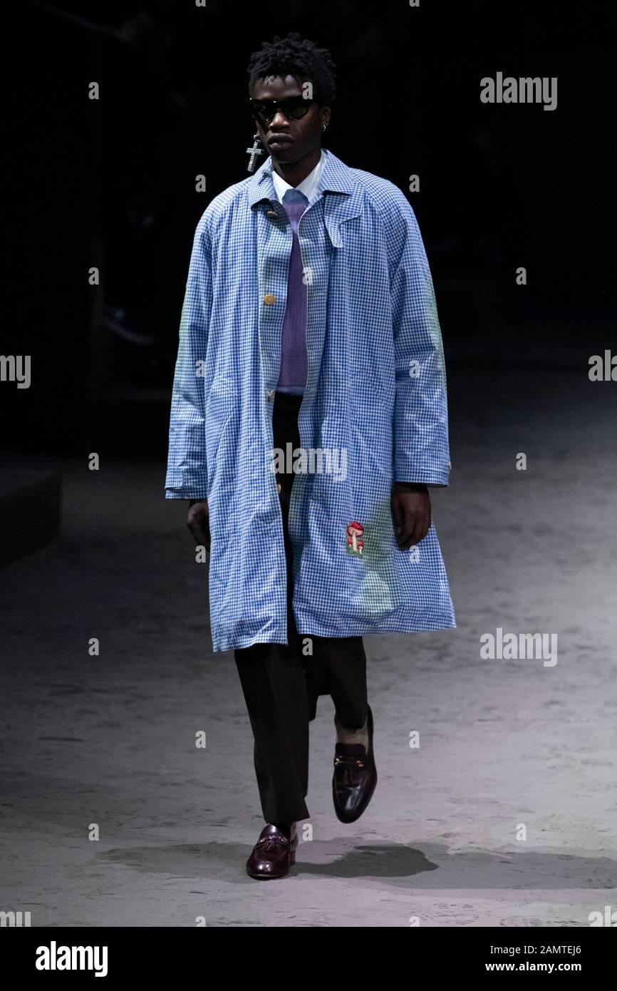 Mailand, Italien. Januar 2020. Gucci Herbst/Winter 2020/2021 Start- Und Landebahn während der Mailänder Fashion Week Men'Äôs Januar 2020 - Mailand, Italien 14.01.2020 weltweite Nutzung Credit: Dpa/Alamy Live News Stockfoto