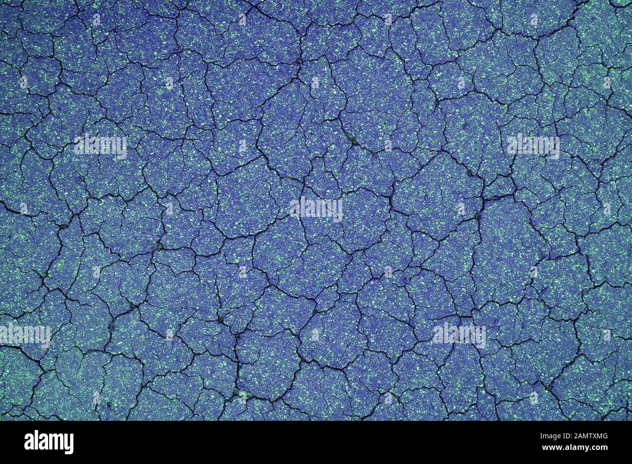 Leuchtend graublau Neon gerissene Oberfläche, voller Rahmen leer Platz für Text. Stockfoto