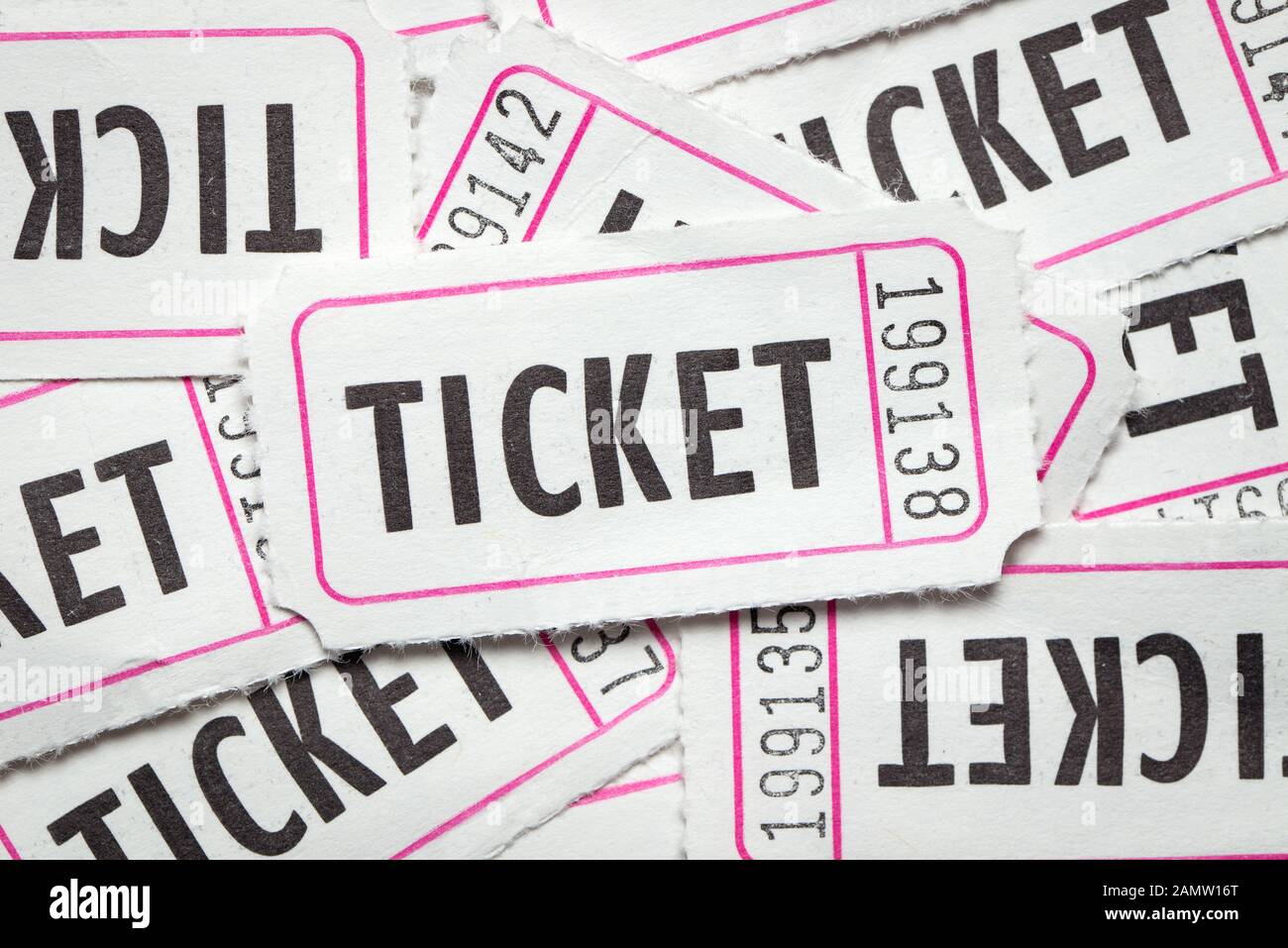 Mehrere Tickets in weißer Farbe Stockfoto