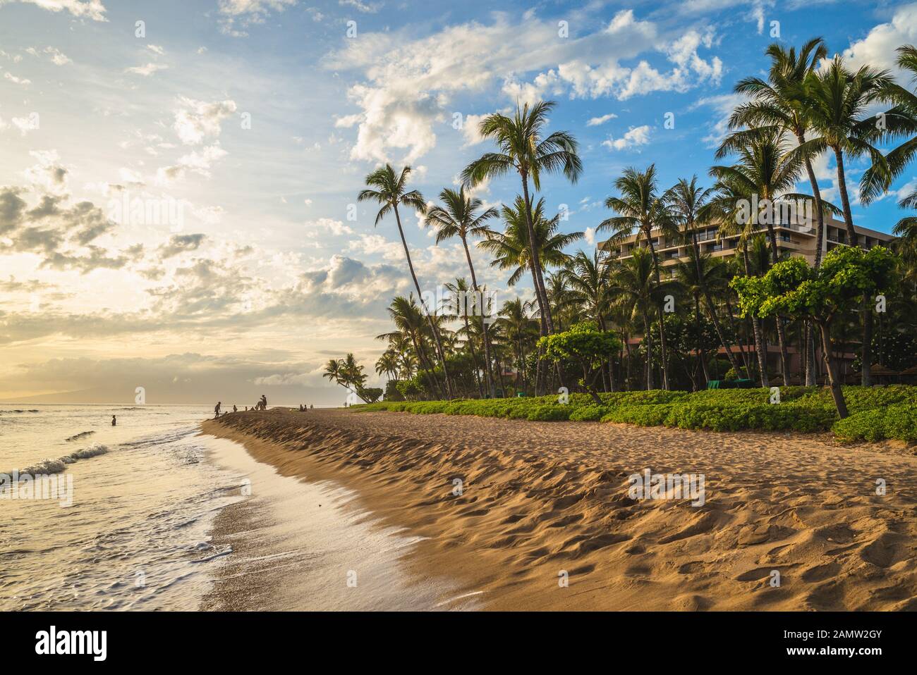 Landschaft am Kaanapali Strand auf Maui Insel, Hawaii Stockfoto