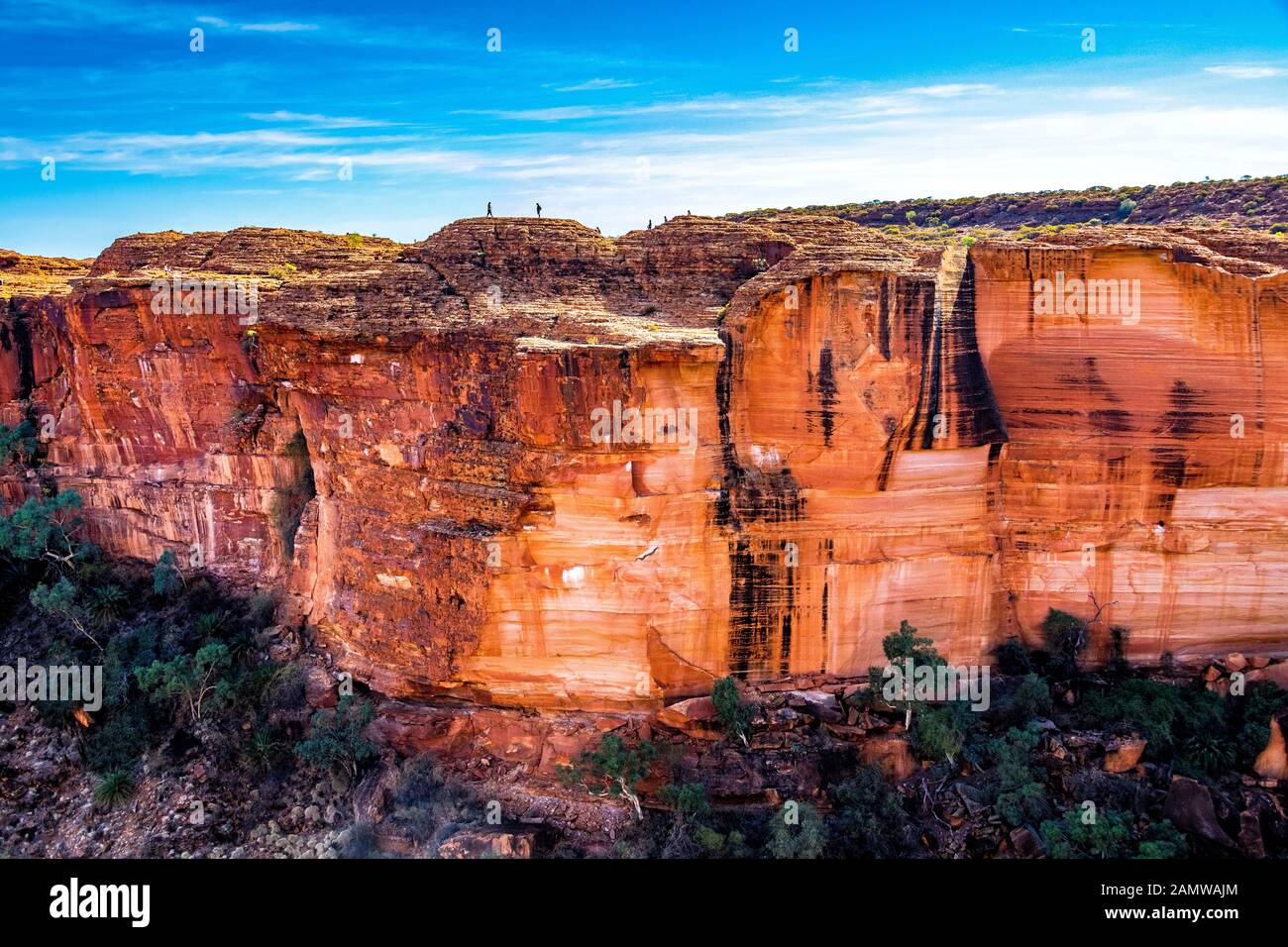 Die massive Nordwand zum Kings Canyon im Watarrka National Park. Northern Territory, Australien. Stockfoto