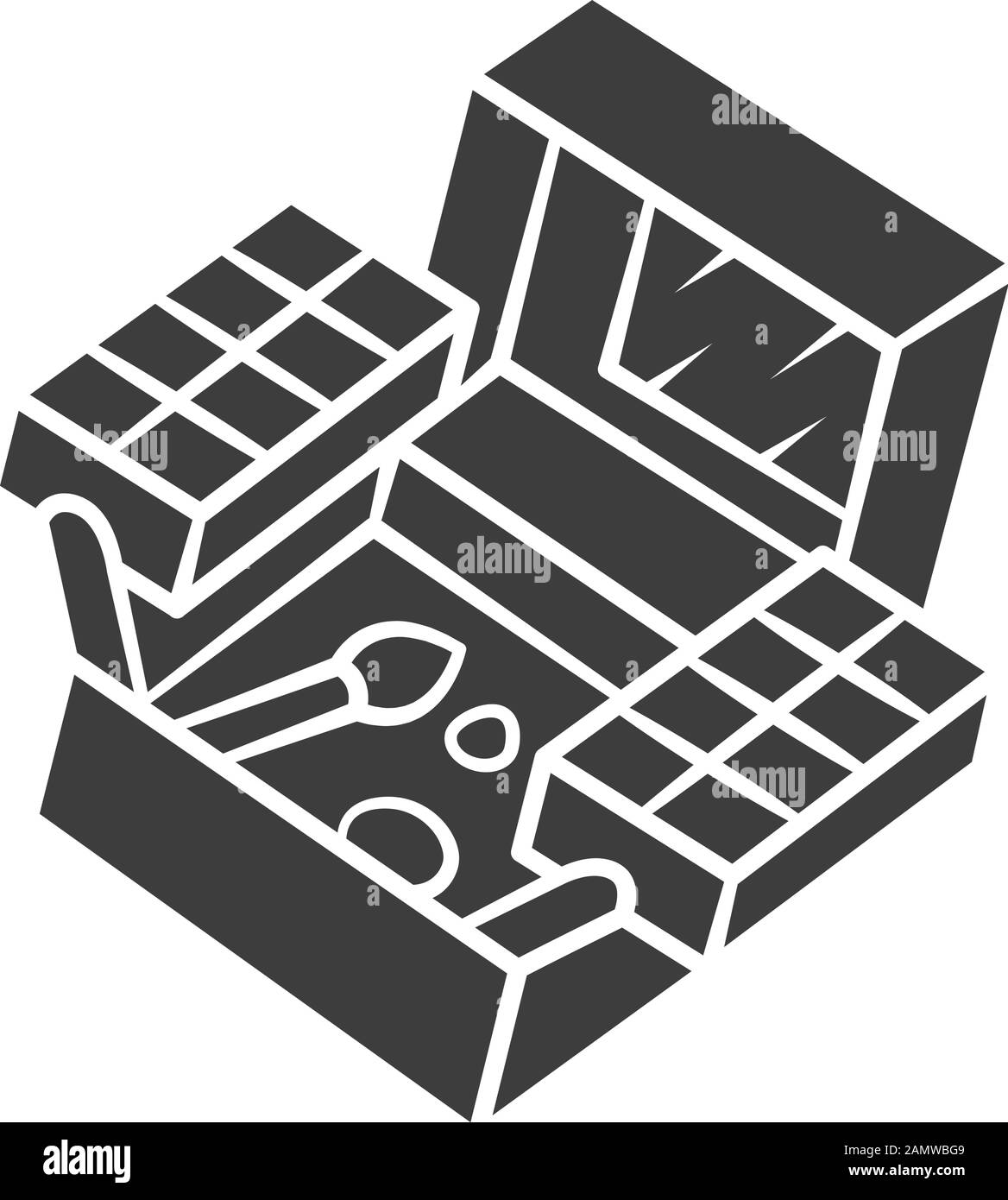 Kosmetikbox, Symbol für Werkzeugsatz Glyphe. Feminine Mode Accessoire Silhouette Symbol. Negatives Leerzeichen. Professioneller Makeup Artist Equipment Vector isoliert Stock Vektor