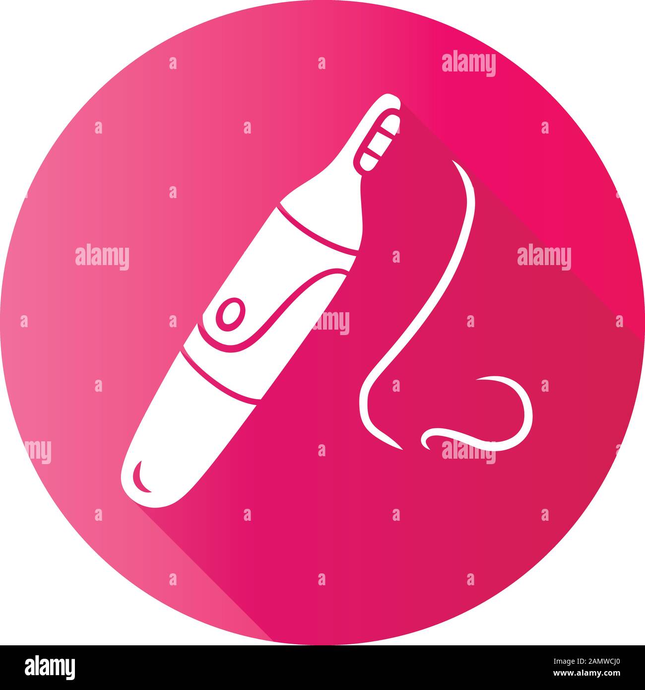 Flaches Design des Nasenhaartrimmers mit langer Schatten-Glyphe. Hygienisches Verfahren zum Entfernen von Haaren. Beauty-Gerät für den Heimgebrauch. Persönliche Hygiene. Schönheit elektrisch Stock Vektor