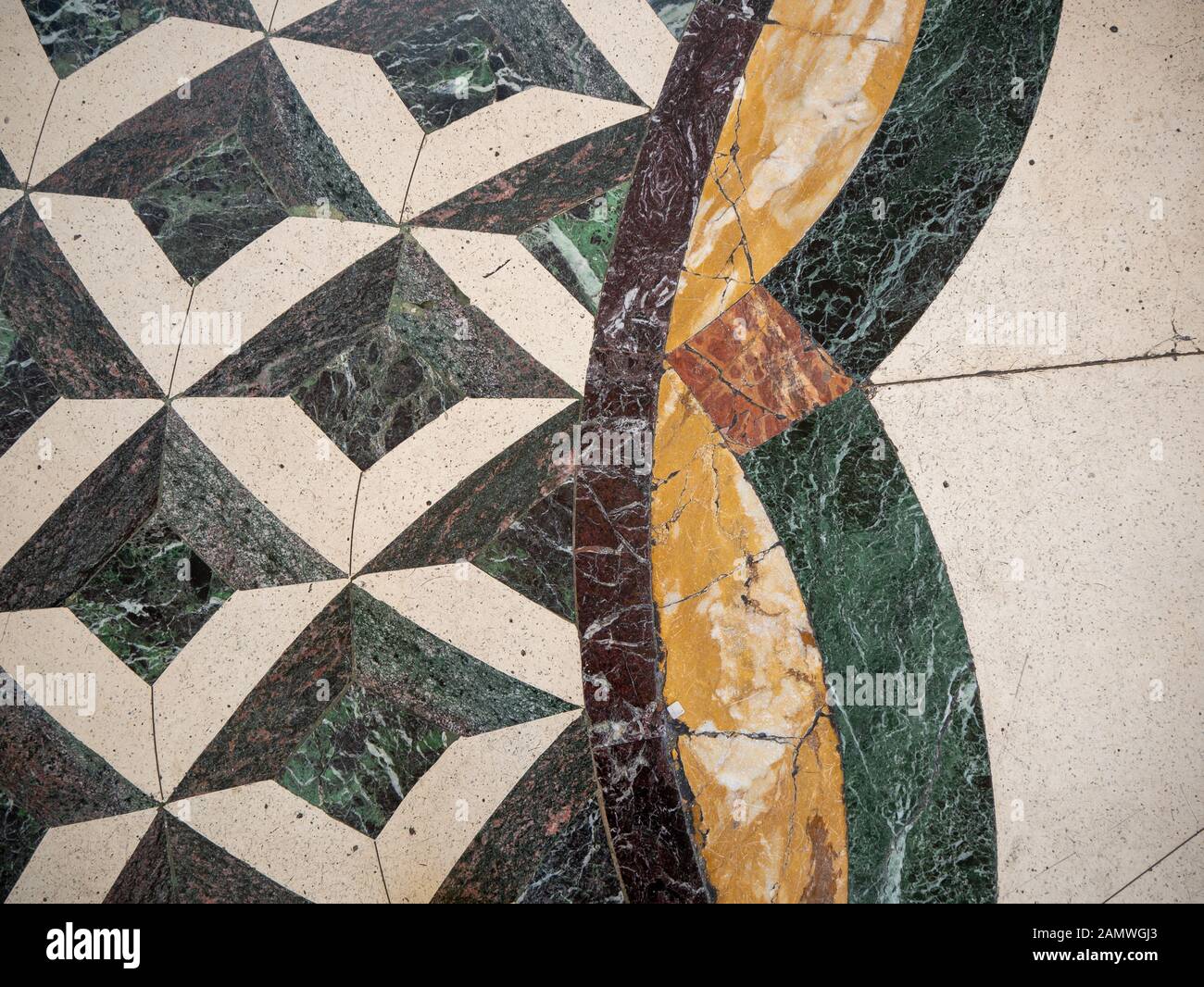 Mosaikdesign aus antiker geometrischer Marmorfläche Stockfoto