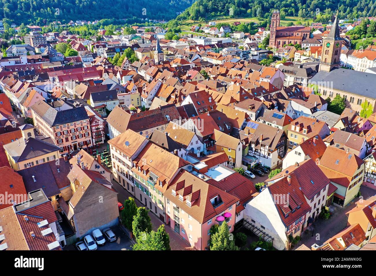 Eberbach eine Stadt am Neckar von oben Stockfoto