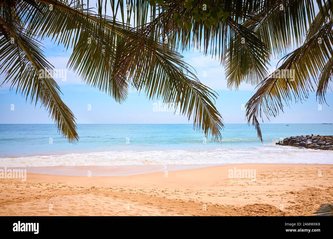 Tropischen Strand, Sommerurlaub Konzept, Sri Lanka. Stockfoto