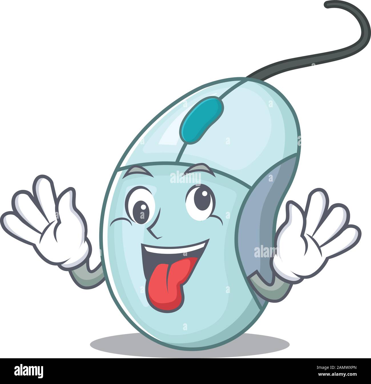 Computermaus Cartoon Character Style mit verrücktem Gesicht Stock Vektor
