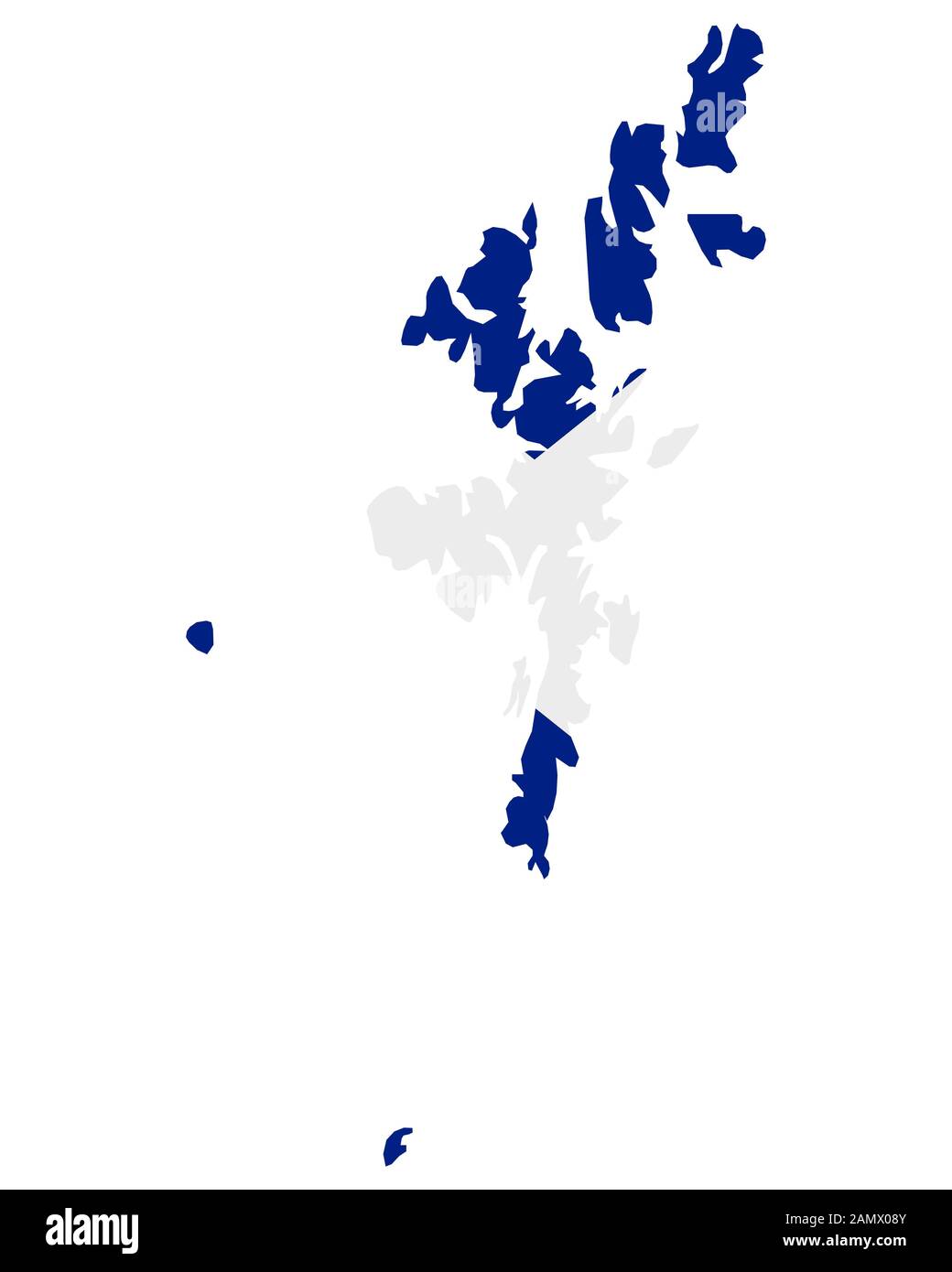 Die Markierung in der Karte der Shetland Inseln Stockfoto