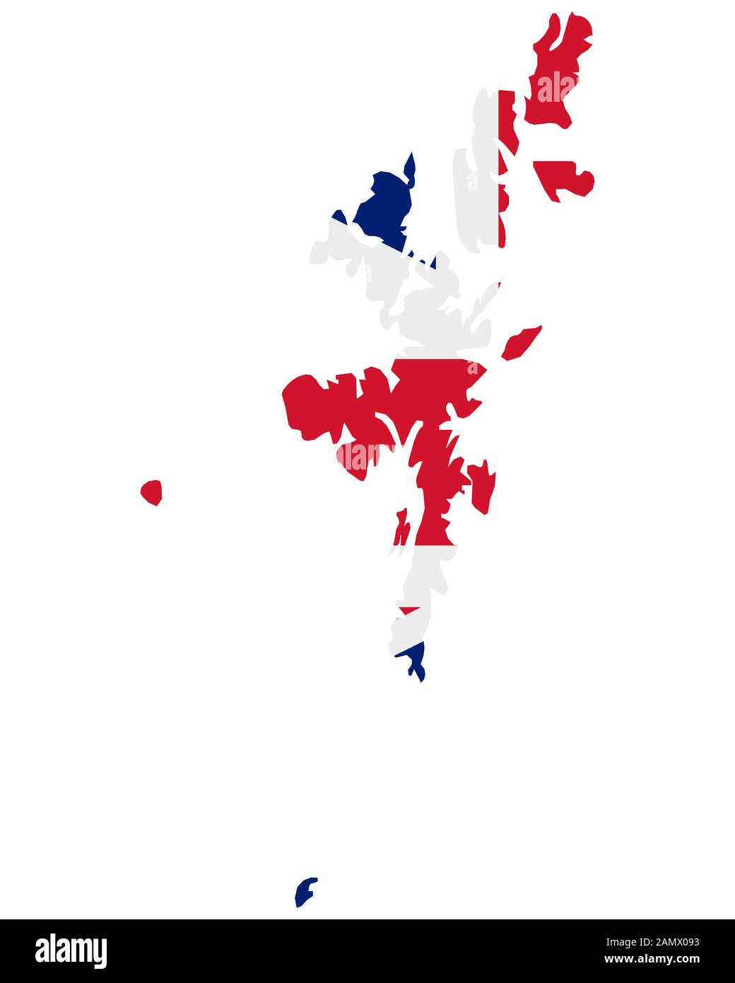 Die Markierung in der Karte der Shetland Inseln Stockfoto