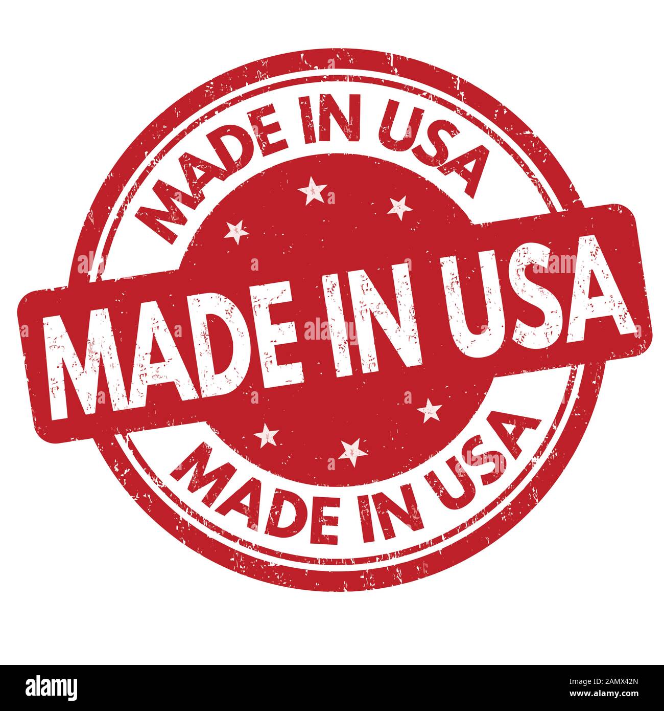 Hergestellt in den USA mit einem Schild oder Stempel auf weißem Hintergrund, Vektorgrafiken Stock Vektor