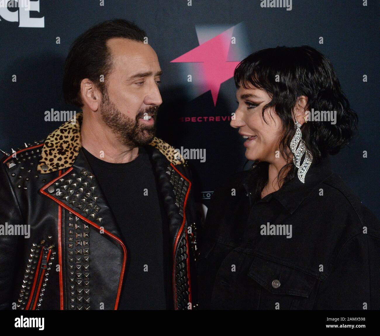 Los Angeles Usa Januar 2020 Das Mitglied Der Besetzung Nicolas Cage Und Der Tontrager Kesha Nehmen Am Dienstag Den 14 Januar 2020 An Der Premiere Des Sci Fi Horrormotion Bildes Color Out Of Space Im