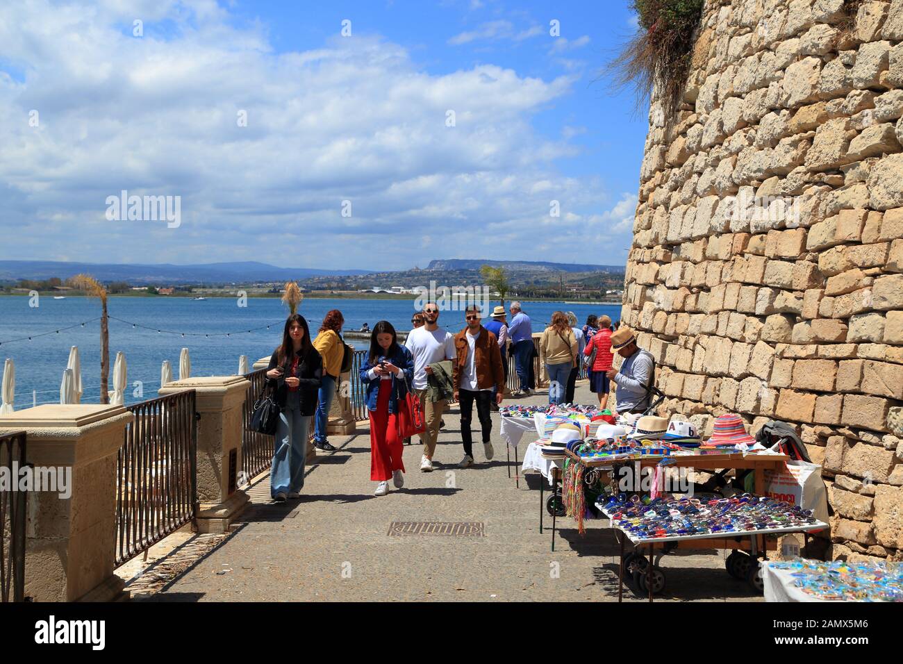 Promenade in Ortygia Stockfoto