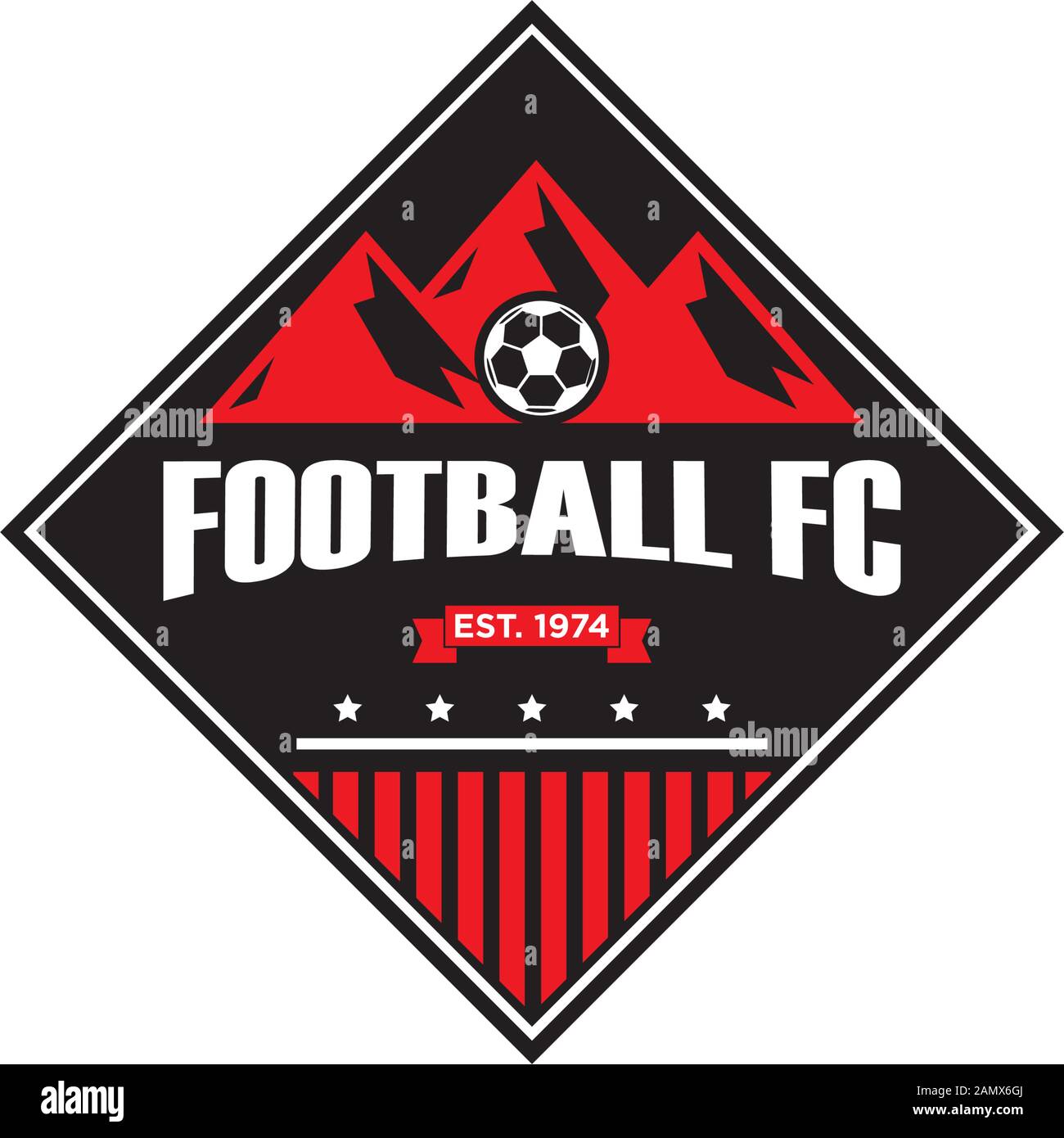 Fußball Club Logo Design Template, Bergsport Logo Inspiration Stock Vektor