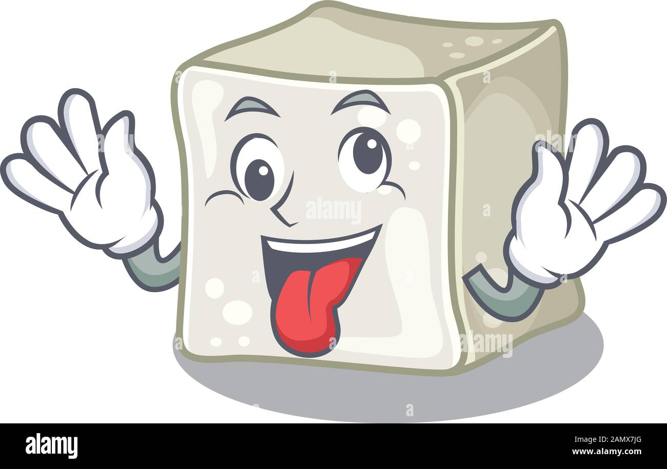 Sugar Cube Cartoon Character Style Mit Einem Verruckten Gesicht Stock Vektorgrafik Alamy