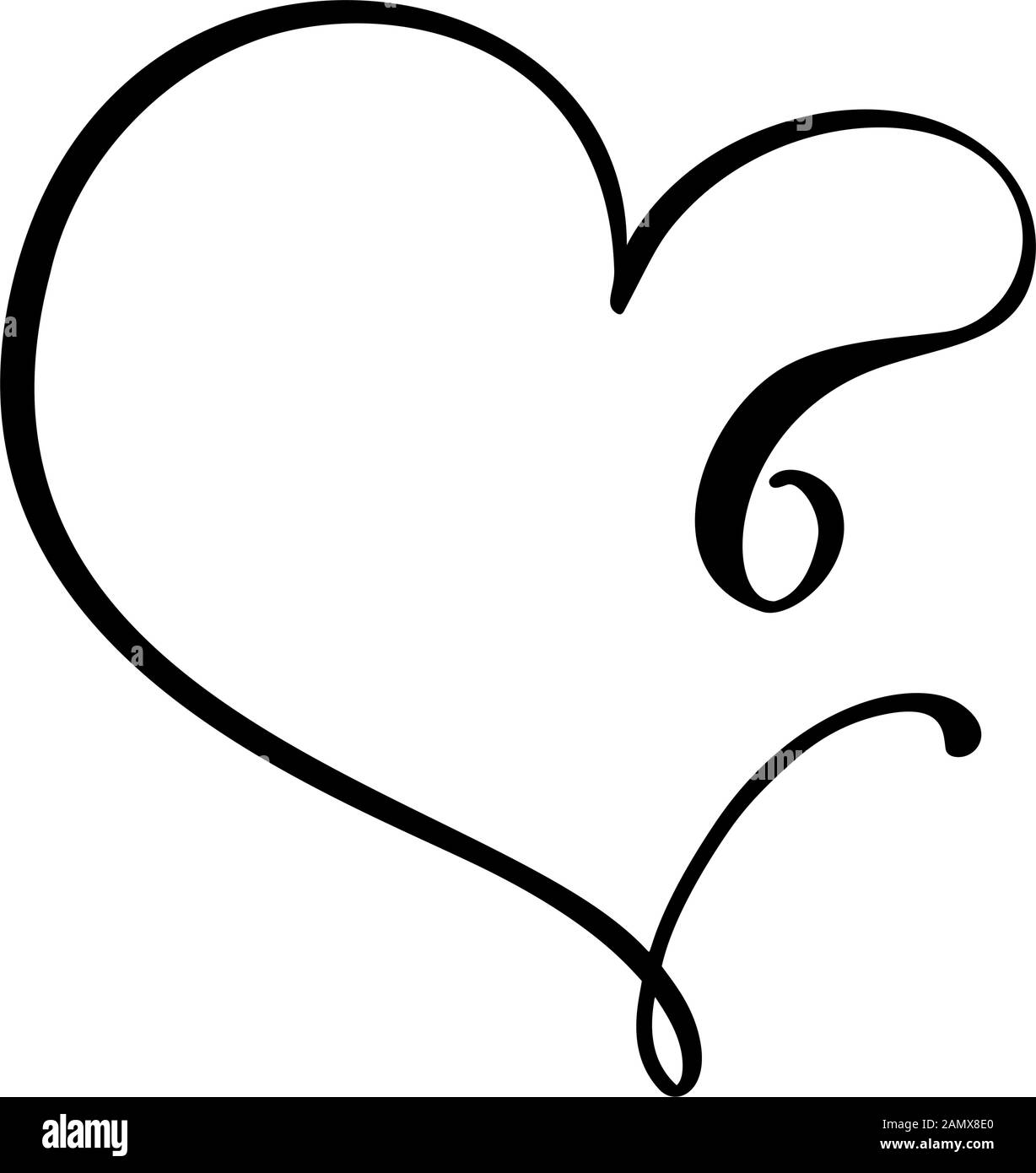 Vector Vintage Blumenmonogramm Nummer sechs 6. Kalligraphie Element Logo Valentine blüht Rahmen. Handgezeichnetes Herzschild für Seitendekoration und Design Stock Vektor