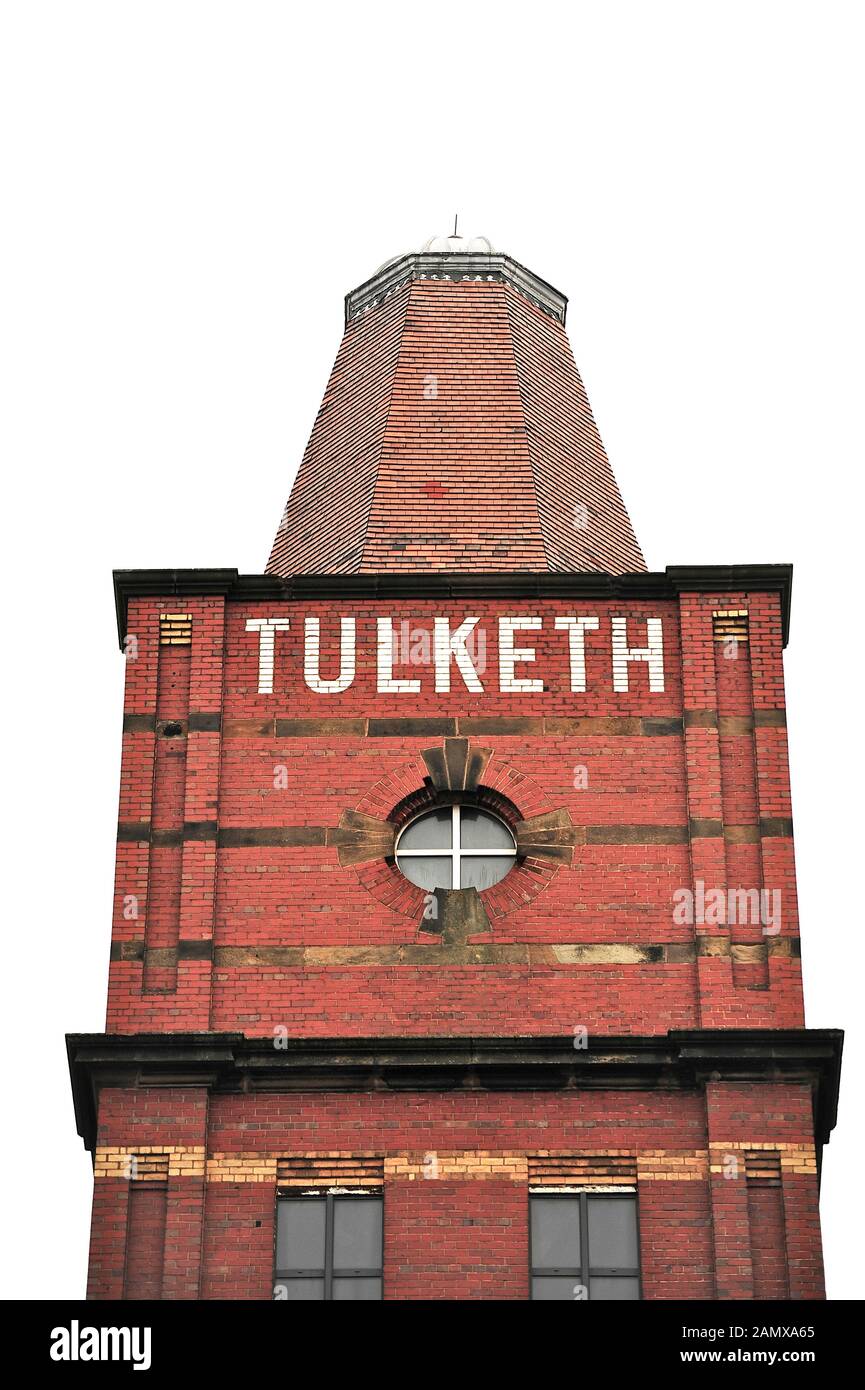 Oberteil der ehemaligen Baumwollspinnerei Tulketh Mill, erbaut 1905 Stockfoto