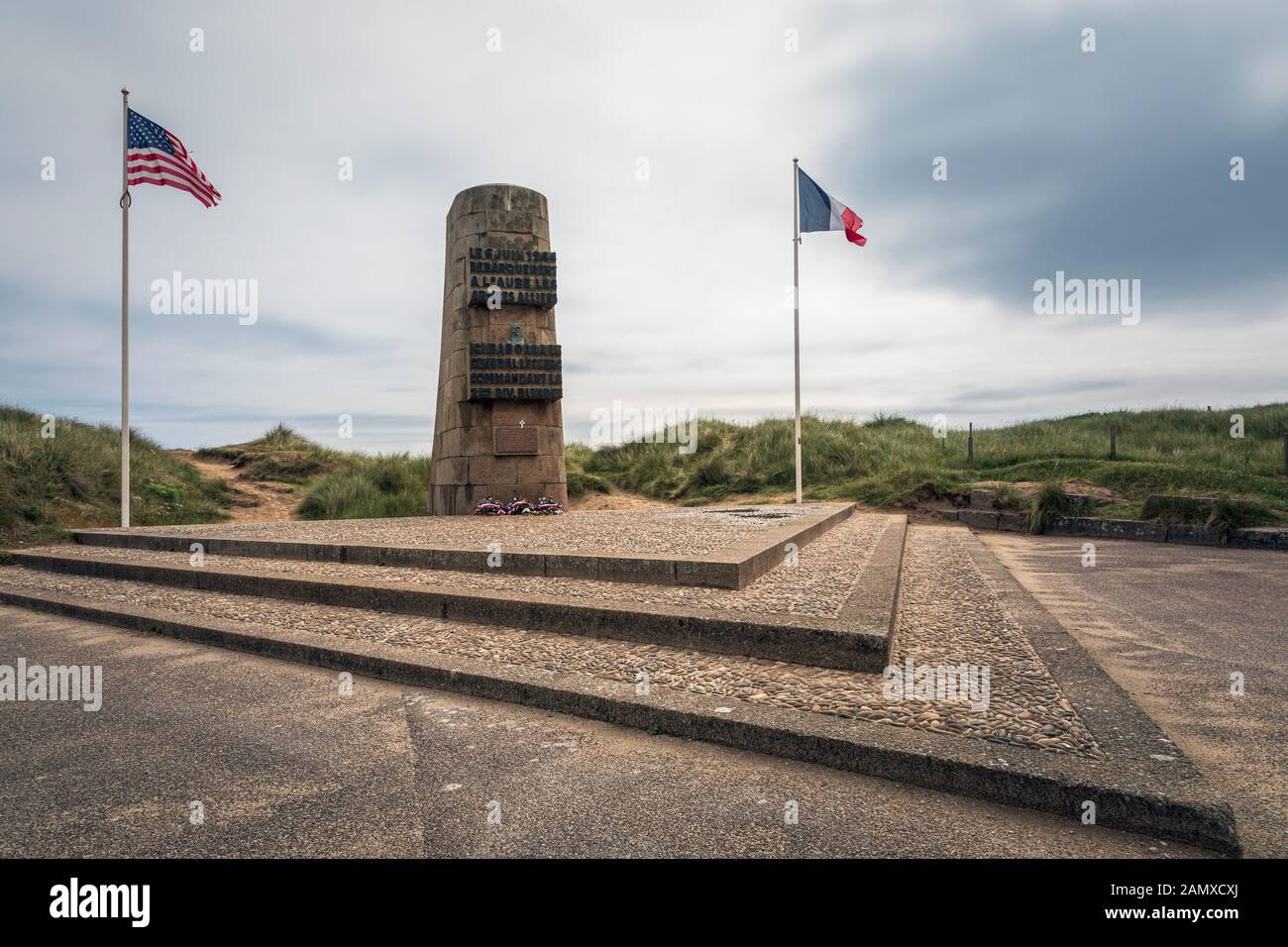 Denkmal für die Landung der 2. Gepanzerten US-Division und der Freien französischen Armee, Utah Beach, Normandie Stockfoto