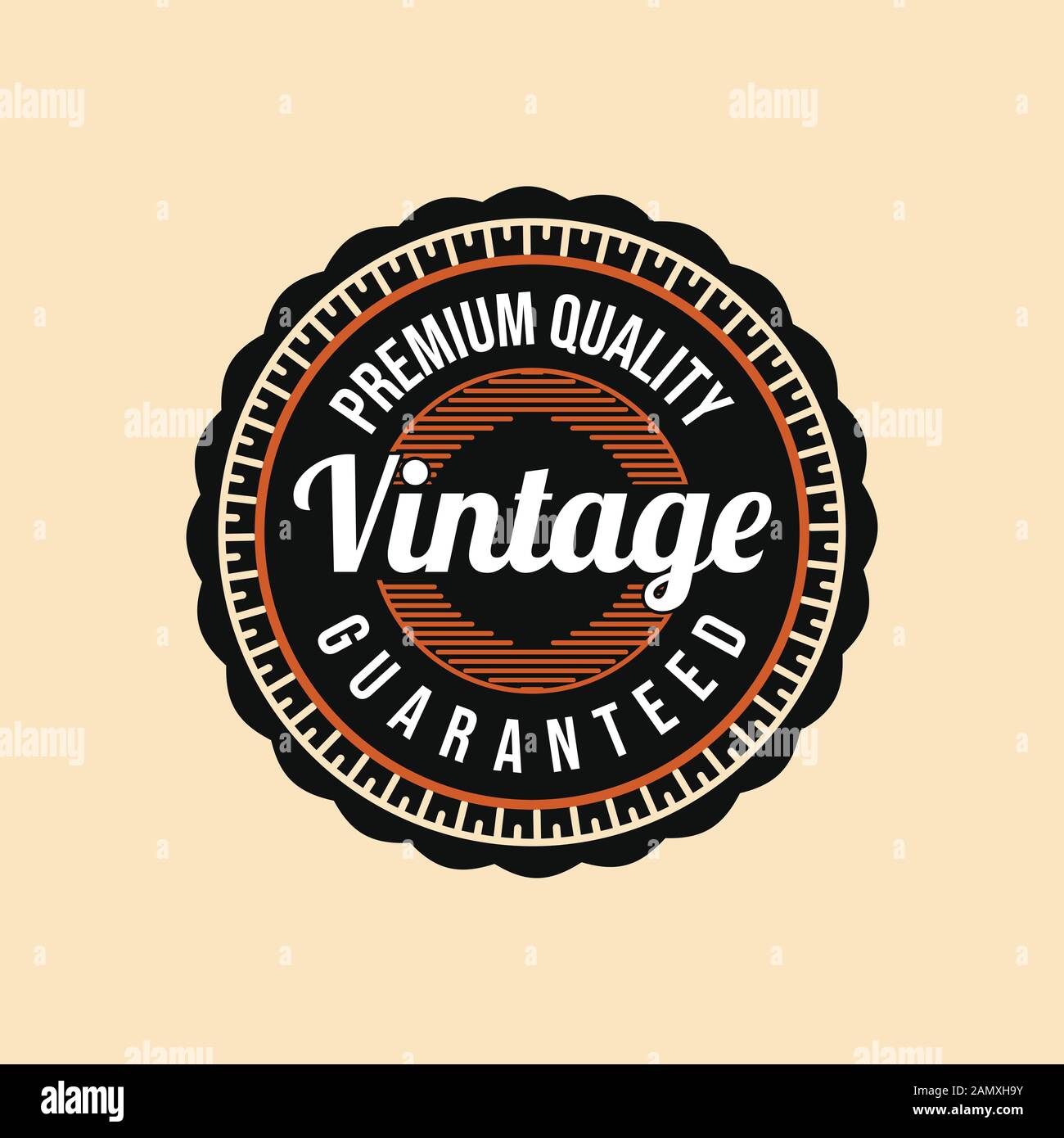 Vintage-Element. Retro-Badge. Für Bekleidungslogo Ideen. Inspiration Logo Design. Darstellung Des Vektor-Vorlagenbildes. Isoliert Auf Schwarzem Hintergrund Stock Vektor