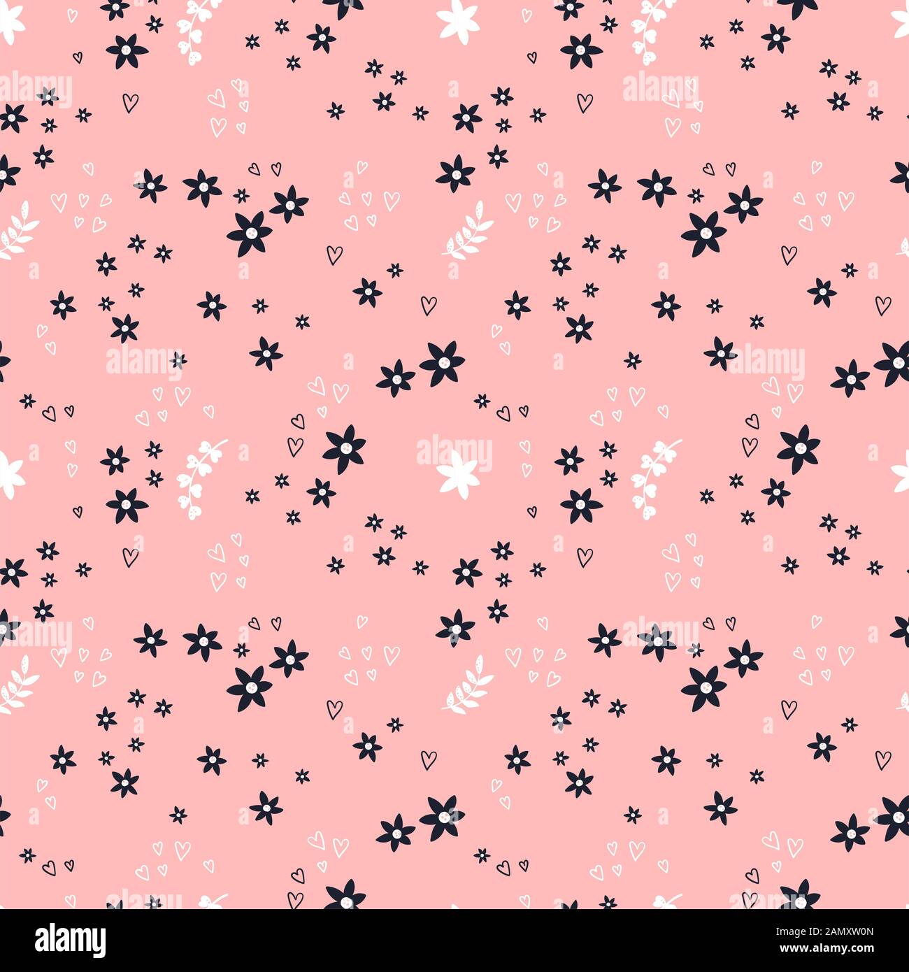 Süße Hand gezeichnet floral nahtlose Muster, niedliche doodle Blumen Hintergrund, großartig für Textilien, Banner, Wallpaper, Umwickeln - vektor design Stockfoto