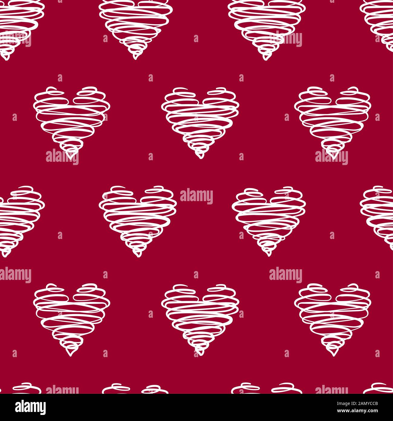 Süße Hand gezeichnet Swirl hearts nahtlose Muster, romantische doodle Hintergrund, großartig für Valentines Tag, Stoffe, Tapeten, Banner, Umwickeln - Vektor des Stockfoto