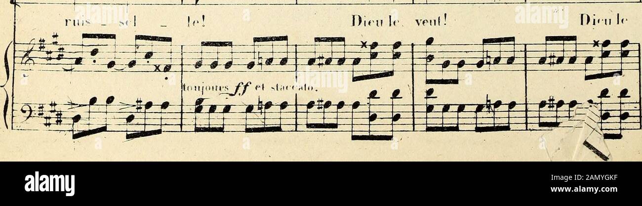 Les Hugenotten: opéra en cinq actes. îf m slarcitla. P§i^^ ^ppf£ ^^s & ?^E3 zz •s: E, rni&gt;   DiVii le y- Dieuje Veut! Di.ule lins   se Dieule veuf! ---- - - GGG, ^FF^FR* SE. ."1 -0-0- * -0-:3=tzE5^^z3^îtp:- rf ^azz^-^zzifcsj^ [ ^ £j* rj£ I&lt; ii irj don Sz^j^^^^pp^ifc&t Sé^fe^ *&lt; pal .(Ioiï Stockfoto