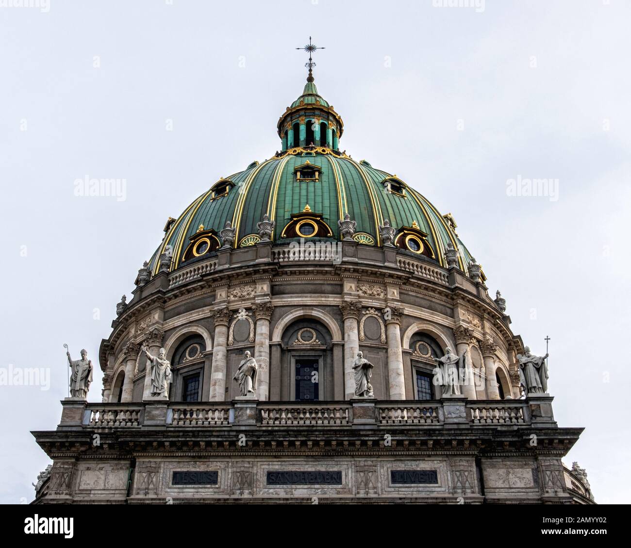 Frederik Kirke - im rokoko-ähnlichen Stil des Evangelisch-Lutherischen Kirche mit großen Kupfer grüne Kuppel vom Architekten Nicolai Eigtved 1740 entworfen, in Kopenhagen Stockfoto