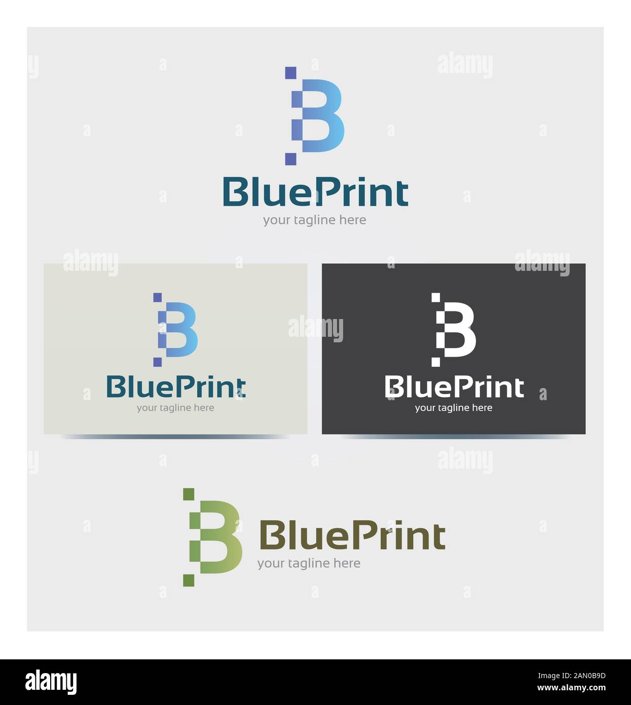 Buchstabe b Symbol, Logo für Corporate Business, Karte Mock up in mehreren Farben Stock Vektor