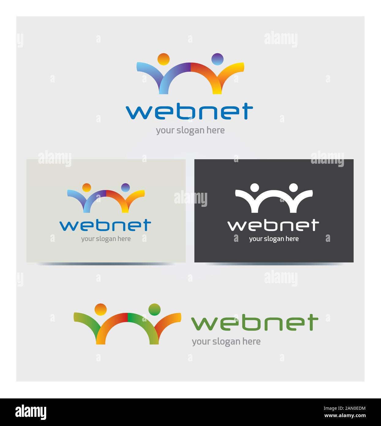 Buchstabe W-Symbol, Logo für Corporate Business, Karte Mock up in mehreren Farben Stock Vektor