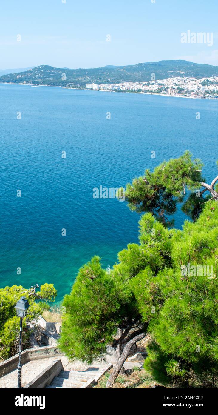 Schöne Aussicht von Kavala Hügel Stockfoto