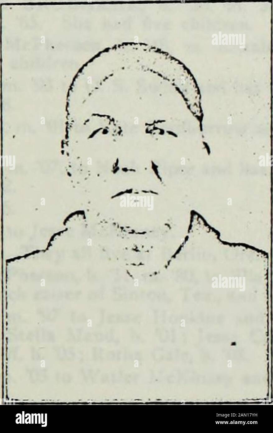 Eine Geschichte der Nachfahren von Jakob und Maria Eva Harshbarger aus der Schweiz. Salome Peffley 9. Salome HARSHBARGER, B. 47, Zoll David PcfTlcy ofLadoga. Ihre Kinder sind, 1. Highton, B. 68, m. May Elliott, 88, und hat Rnth, B. 90;Paul, B. 91 und Loma. Er ist ein Fanner in der Nähe des alten Harsh barger Hauses. 2. Samuel, B. 70, m. AHA Baker und hat Merrill und Ray-mond. Er starb vor einigen Jahren. 3. Therese, B. 80, m. Clarence Goflf und hat Maria. Theyreside in Ladoga. H Die Familie Catherine (Bonsack) Brubaker Catherine 1 Larshbarger wurde im Jahr 1804 geboren. Sie heiratete JacobBonsack, der 1823 starb. Sie heiratete Stockfoto