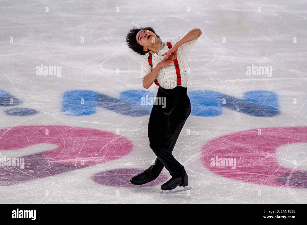 LAUSANNE, SCHWEIZ. Januar 2020. KAGIYAMA Yuma - Team Focus (JPN) tritt in Figure Skating - Mixed NOC Team Herren Einzel-Skating während der Jugend-Olympischen Spiele in Lausanne 2020 in der Eis-Skate-Arena am Mittwoch, den 15. Januar 2020 an. LAUSANNE, SCHWEIZ. Credit: Taka G Wu/Alamy Live News Stockfoto