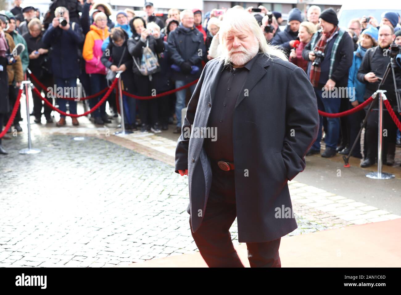 "Big Harry" Harry Schmidt, Trauerfeier für Jan Fedder, St. Michaelis, Englische Planke, Hamburg, 14.01.2020 Stockfoto