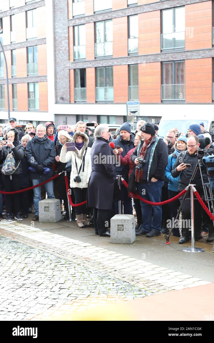 Trauerfeier für Jan Fedder, St. Michaelis, Englische Planke, Hamburg, 14.01.2020 Stockfoto