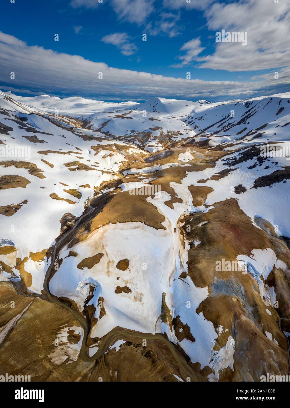 Geothermische heiße Quellzone, Mt. Kerlingafjoll, Island Stockfoto