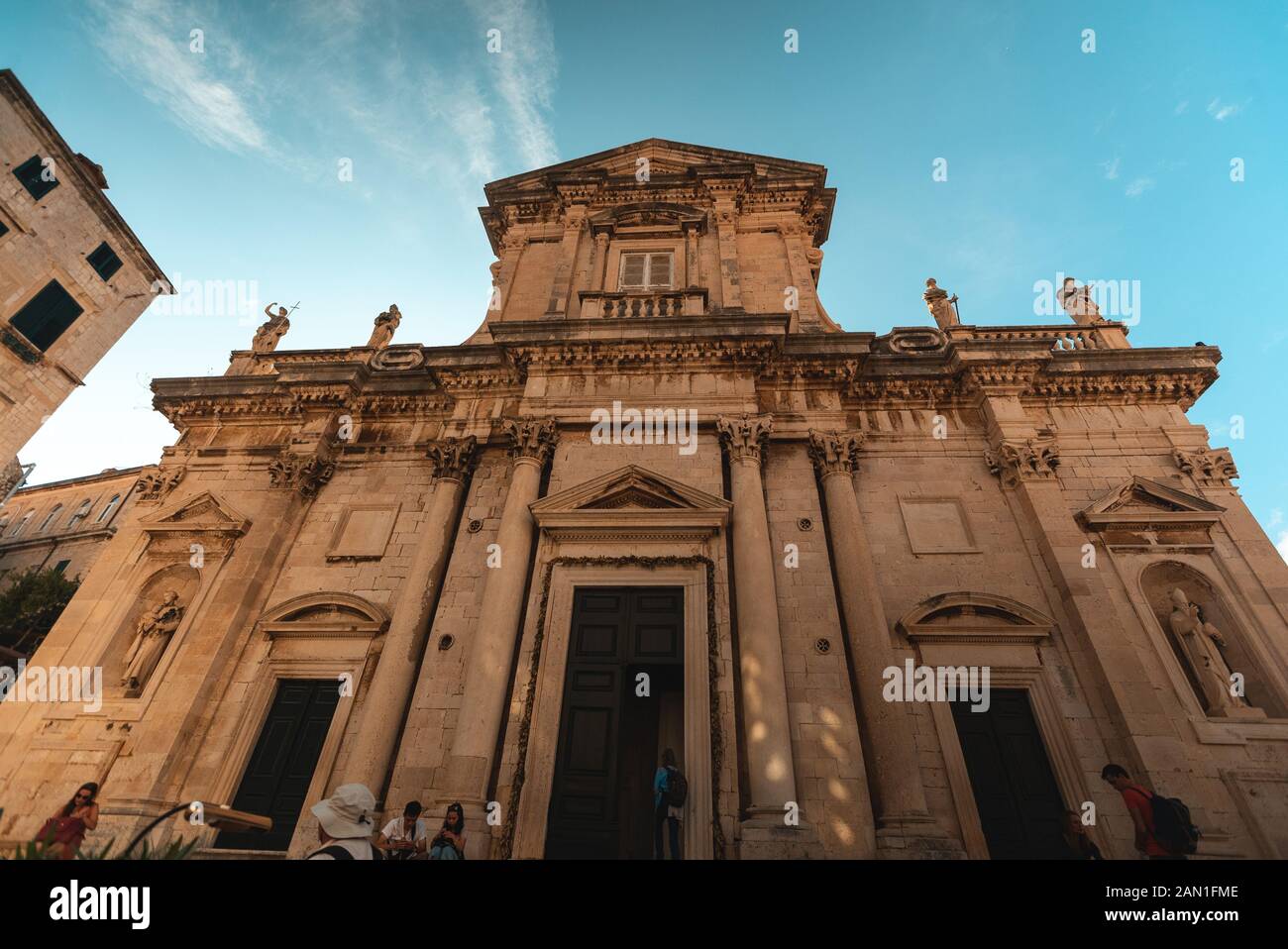 Außenansicht der Kathedrale von Dubrovnik Stockfoto