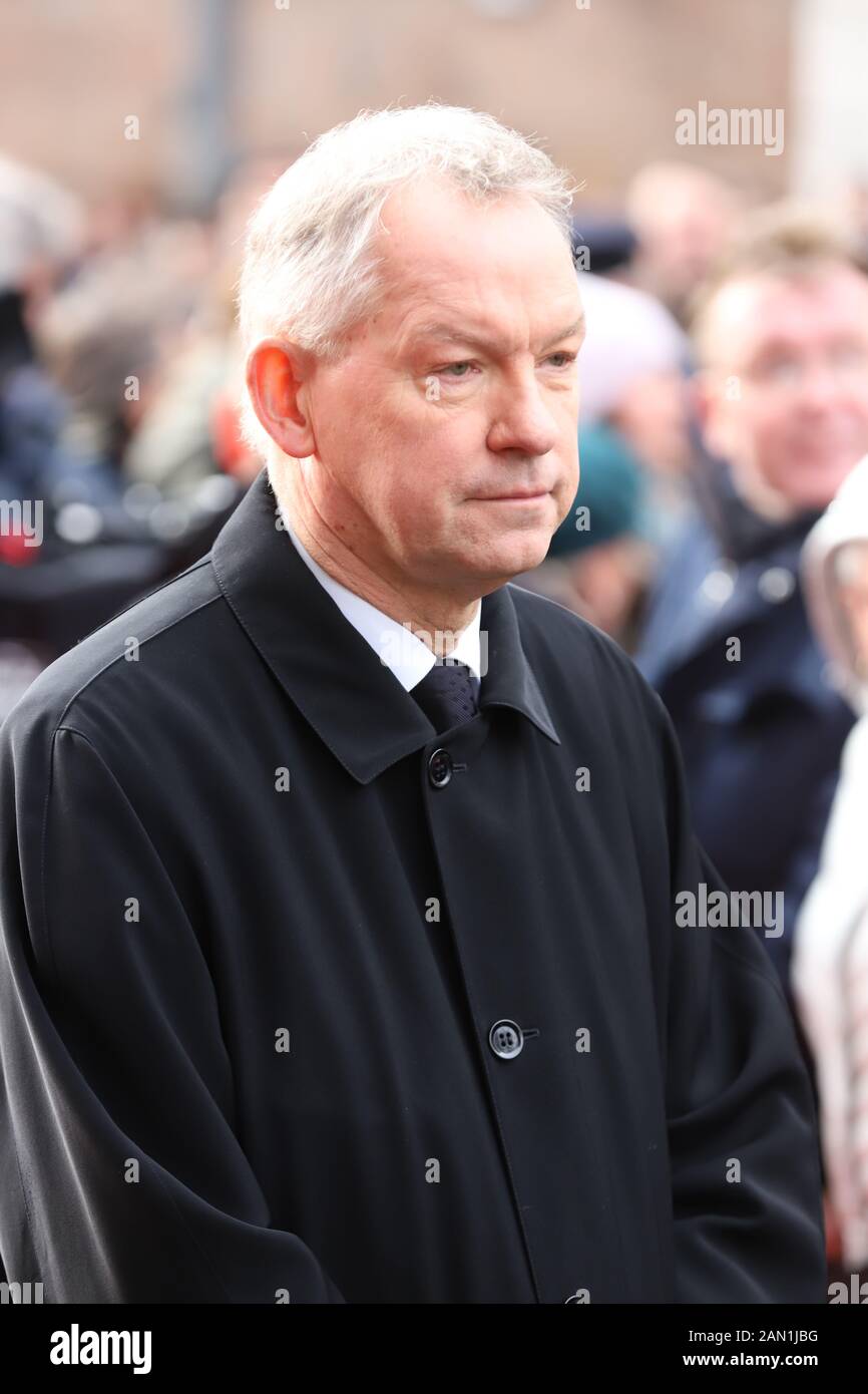 Lutz Marmor, Trauerfeier für Jan Fedder, St. Michaelis, Englische Planke, Hamburg, 14.01.2020 Stockfoto