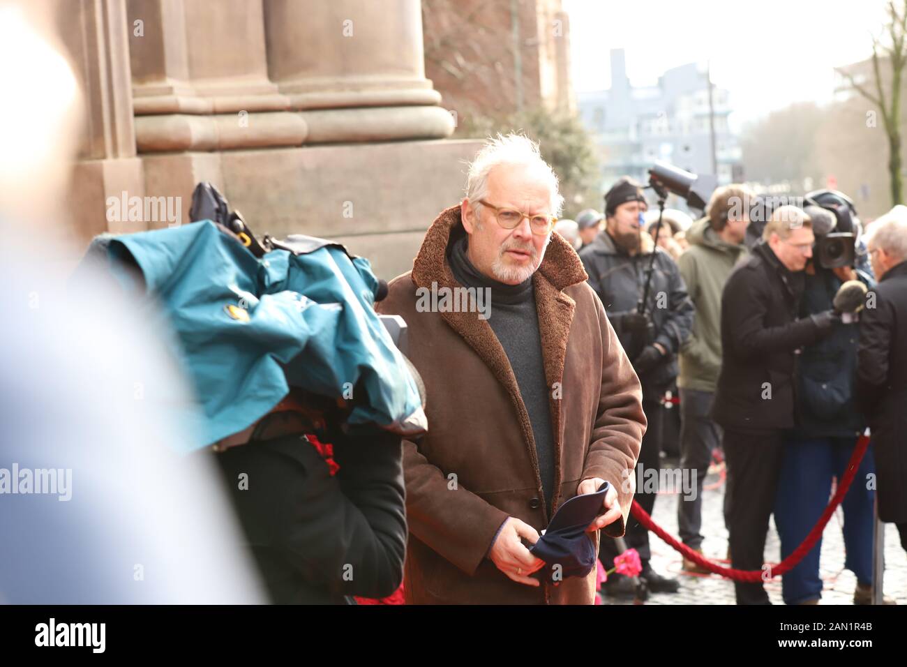 Axel Milberg, Trauerfeier für Jan Fedder, St. Michaelis, Englische Planke, Hamburg, 14.01.2020 Stockfoto