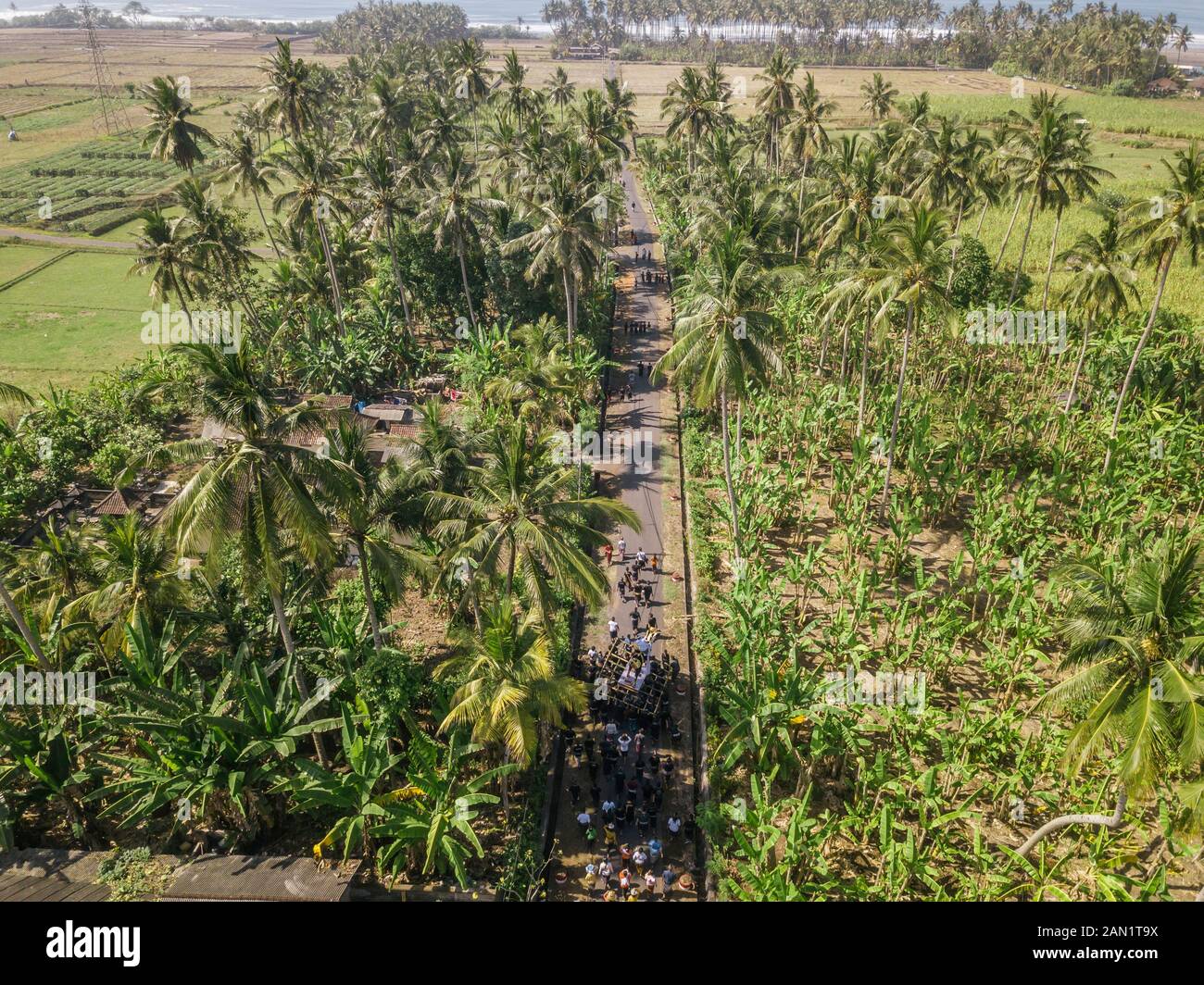 Luftaufnahme der balinesischen Beerdigung Stockfoto