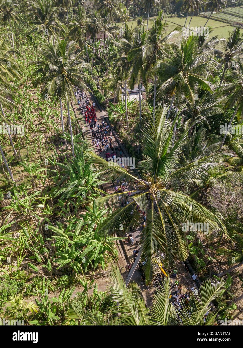 Luftaufnahme der balinesischen Beerdigung Stockfoto