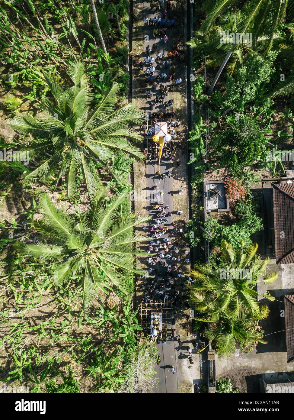 Luftaufnahme der balinesischen Beerdigung Stockfoto