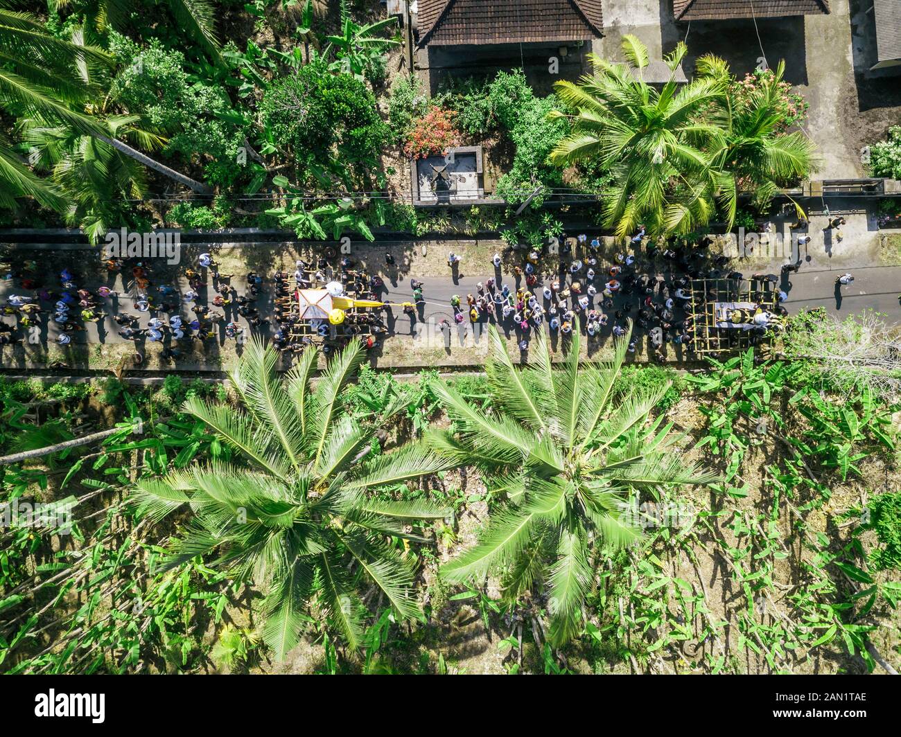 Luftaufnahme der balinesischen Beerdigung Stockfoto