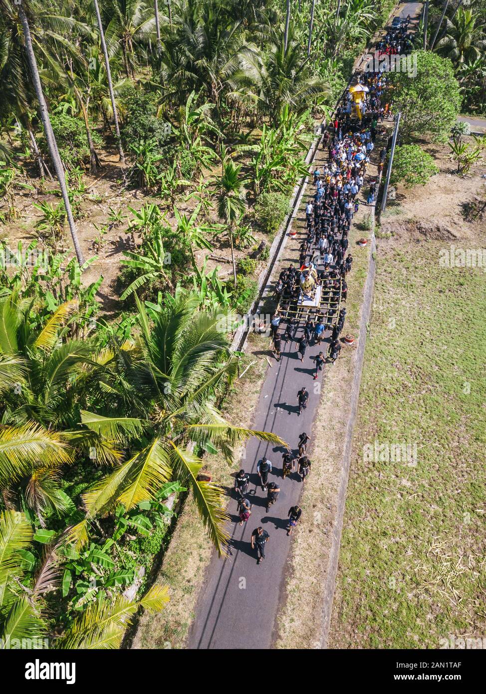 Luftaufnahme der balinesischen Beerdigung Stockfoto