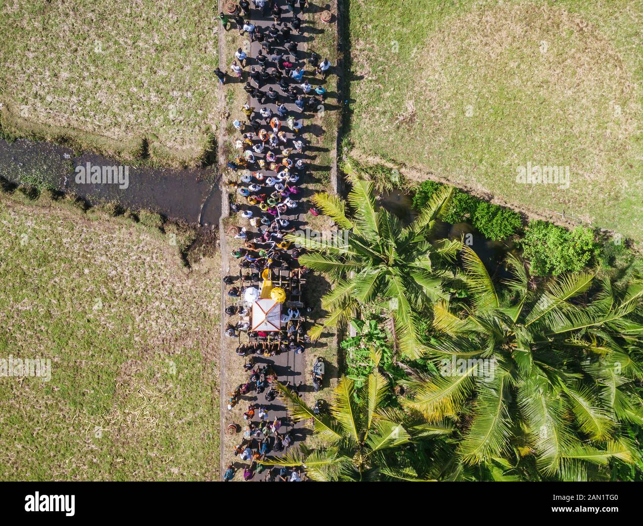 Luftaufnahme der balinesischen Beerdigung Stockfoto