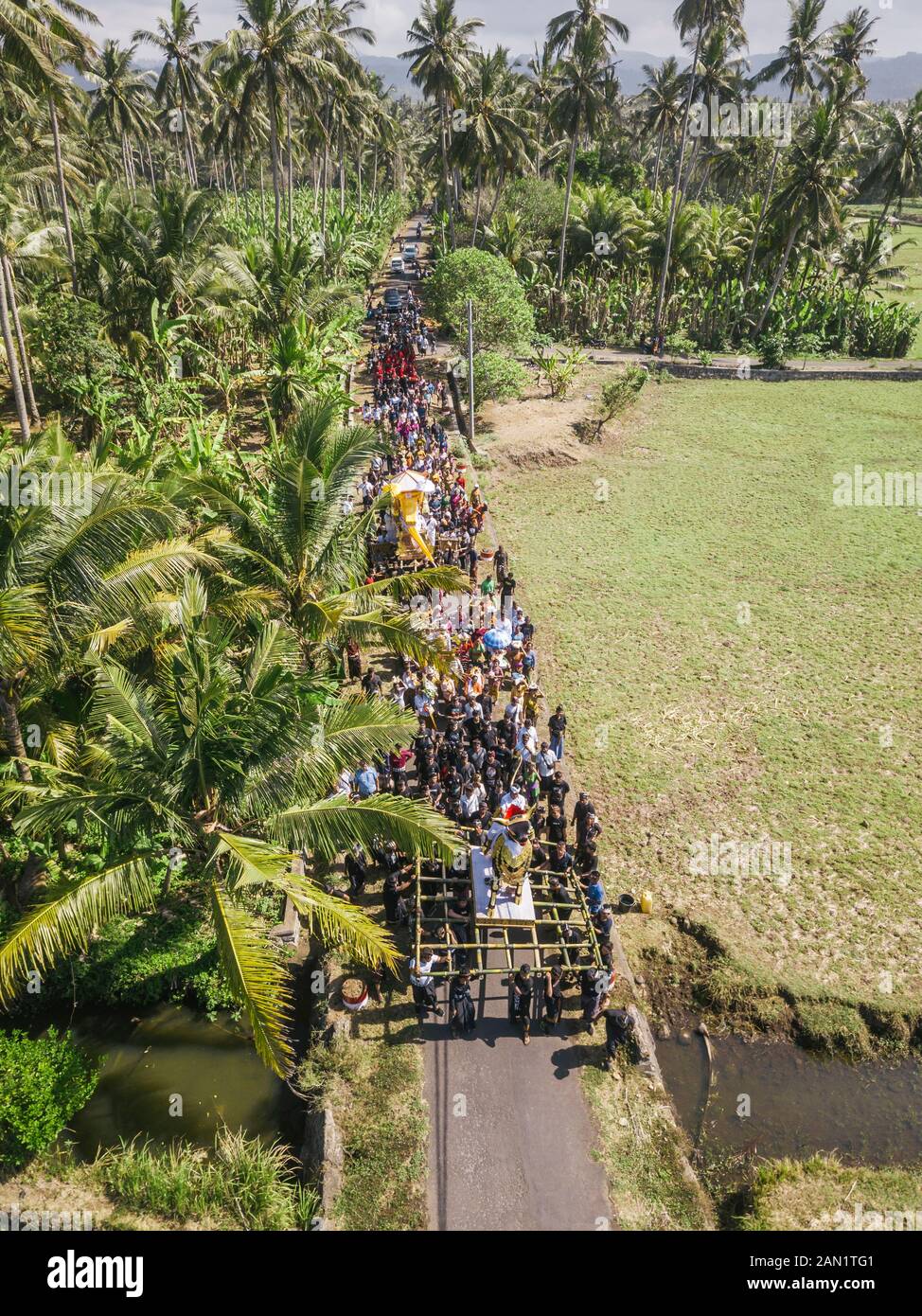 Luftaufnahme der balinesischen Beerdigung Stockfoto