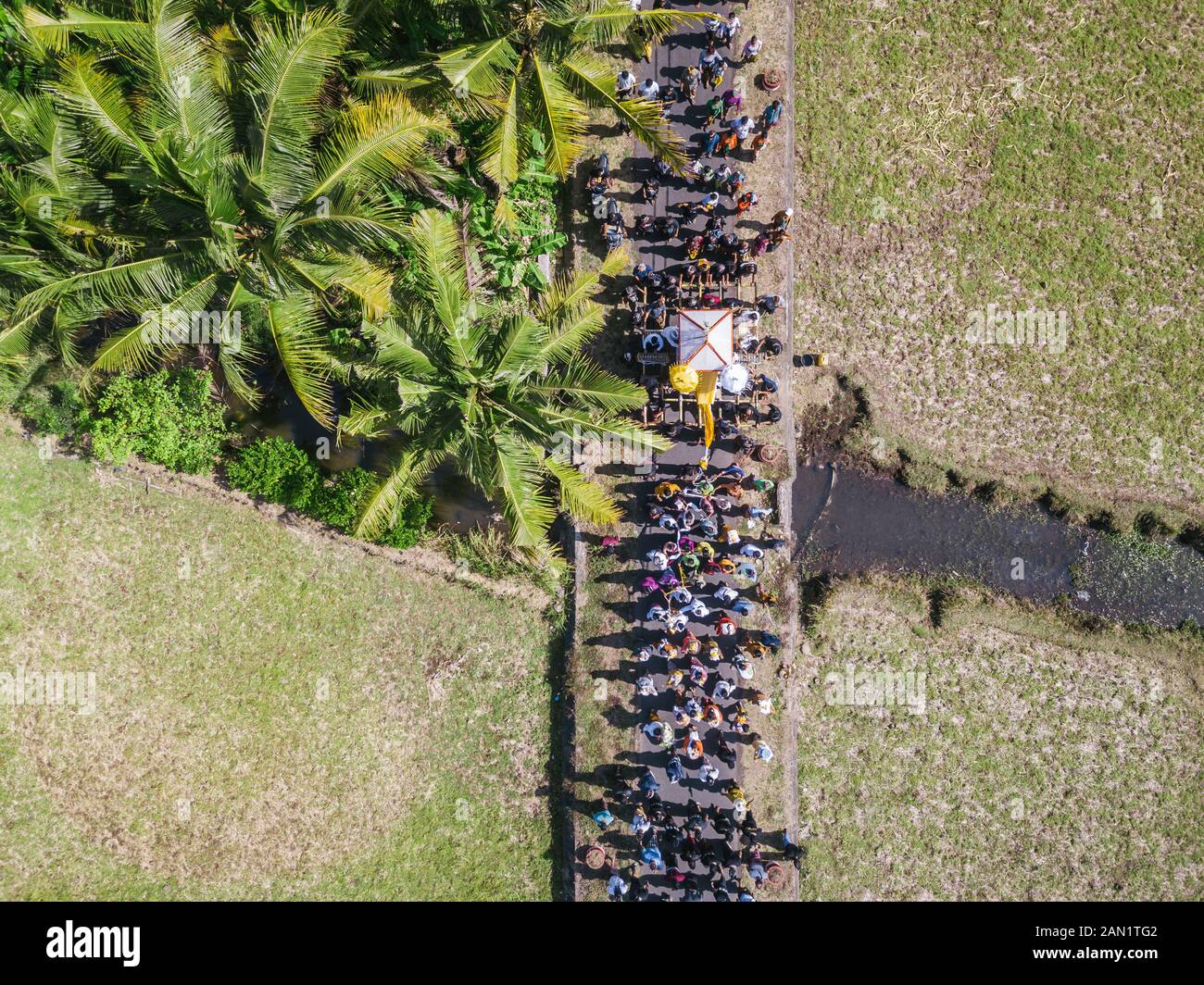 Luftaufnahme der balinesischen Beerdigung Stockfoto